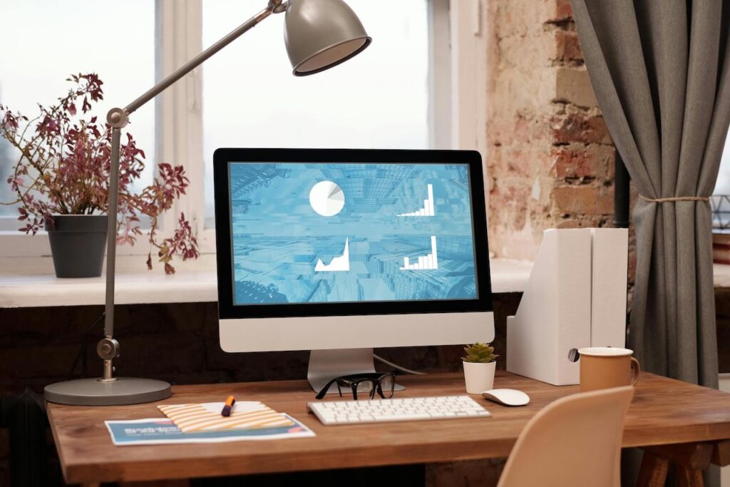 Computer screen with graphed data used to develop marketing strategy